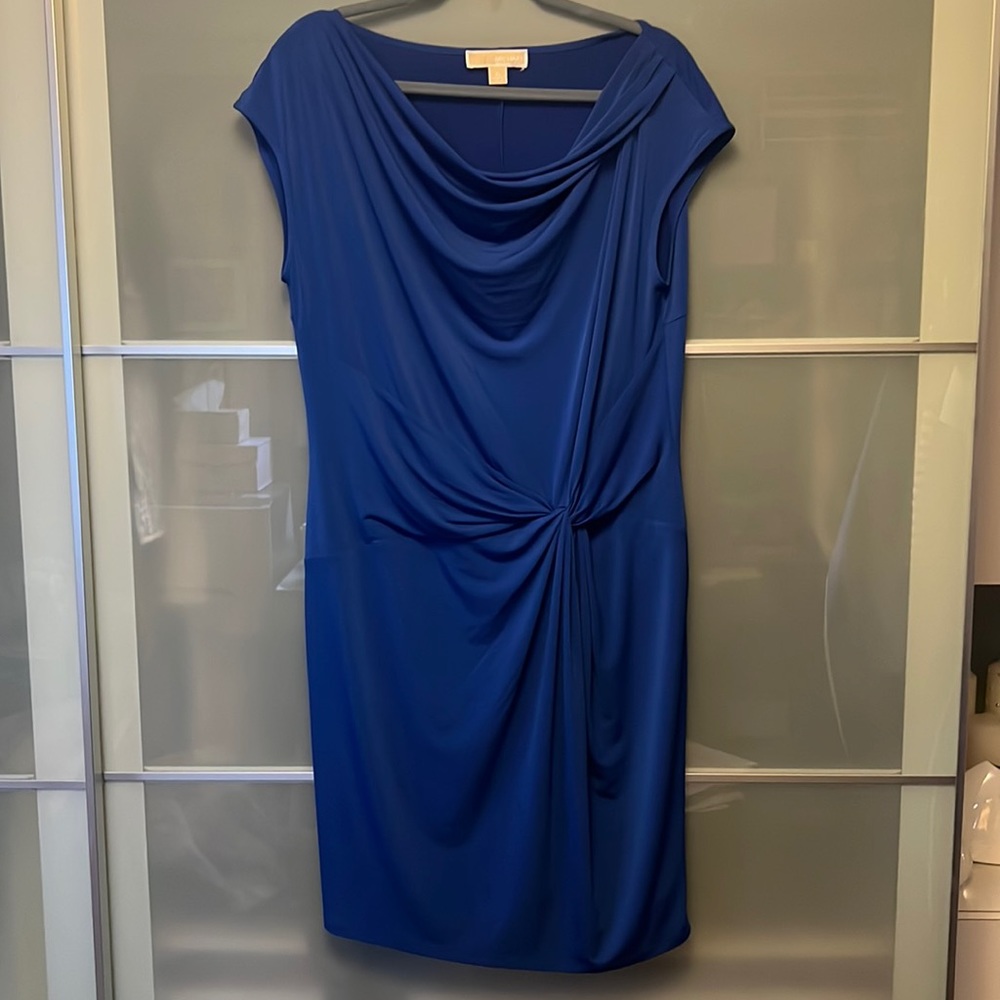 MICHAEL Michael Kors Royal Blue Draped Knot-Front Mini Dress